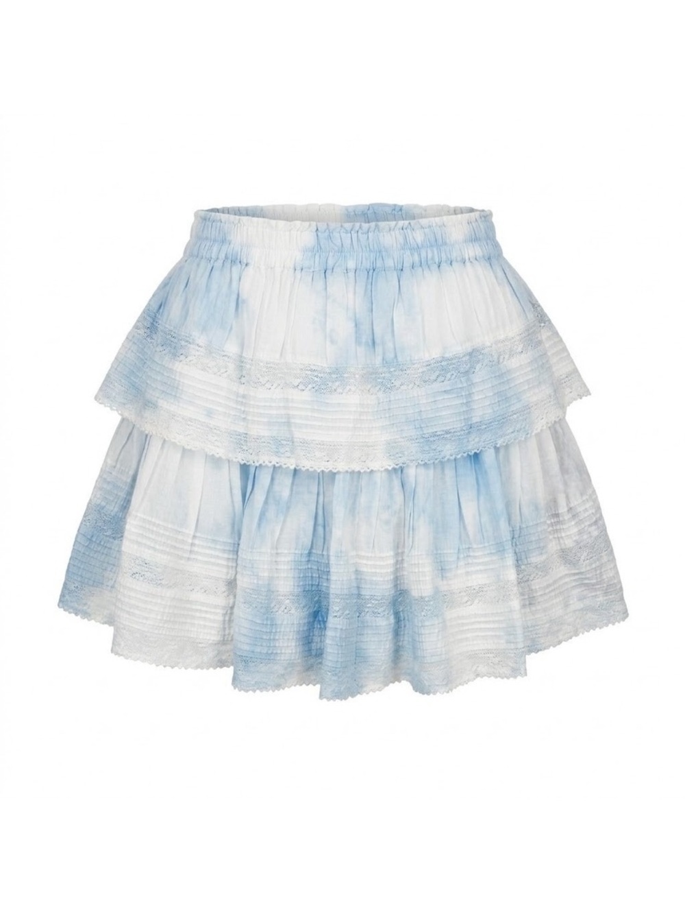 LoveShackFancy Amalfi Blue Hand Dye Ruffle Mini Skirt